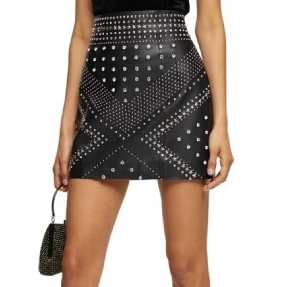 Topshop Black Studded Mini Skirt